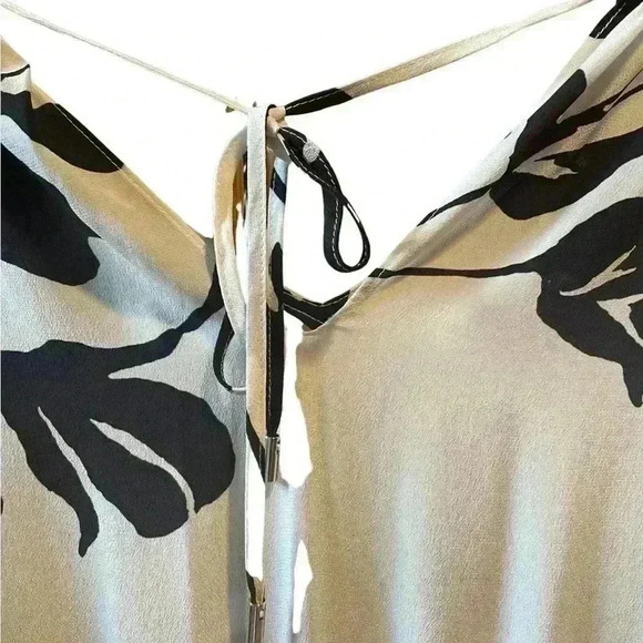 Ramy Brook Ingrid Black White Floral Flutter Sleeve Tiered Mini Dress. - Picture 8 of 14